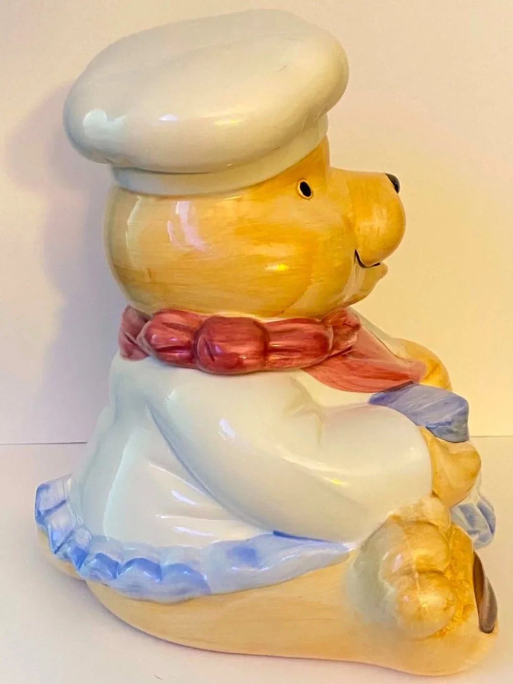 Vintage Sunshine Chef Bear Cookie Jar Ceramic Made in Taiwan w/ Lid Teddy Bear